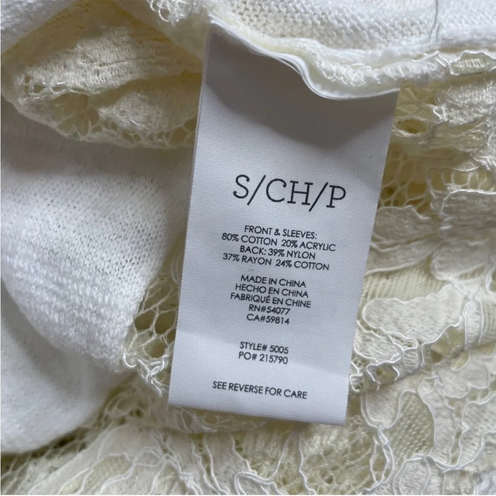 CABI 5005 White Sophia Lace Back Sweater Romantic Feminine - Picture 8 of 8